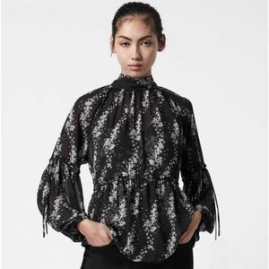 NWOT All Saints Eimar Cultivar Balloon Sleeve Sheer Top